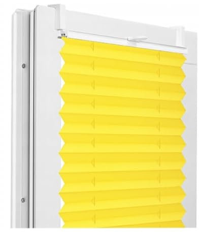 Fenster DEKOR - Plissee Klemmfix ohne Bohren Breite 40 cm x Höhe 100 cm - Fenster Plissees innen Gelb - Faltrollo Blickdicht - Faltrollos einfach zu montieren - Blissett Rollo
