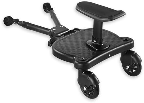 Kingbar Tablero De Buggy con Asiento, Tableros Universales para Niños, Rotación De 360 °, Diseño Estable De Dos Ruedas, Tablero De Cochecitos para Niños Pequeños, Accesorio De Cochecitos, Black