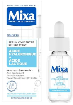 Mixa - Siero concentrato reidratante - Per pelli disidratate e sensibili - Arricchito con acido ialuronico e lattico - 30 ml