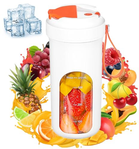 Portable Blender for Shakes and Smoothies, 13oz Personal Blender with USB Rechargeable and 10 Blades Mini Small Blender Bottles for Office Gym Kitchen (White)