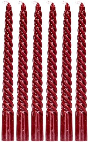 levandeo 6er Set Rote Kerzen Gedreht H20cm Stabkerzen Tafelkerzen Spiralkerzen Tischdeko Kerzen Deko