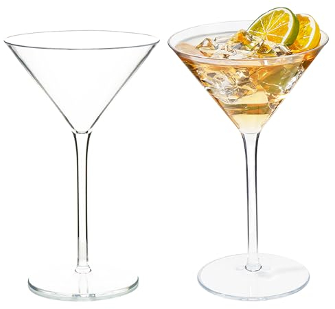 HAHASHOW Vasos de Cóctel Irrompibles Vaso de Cóctel de Plástico Tritan Con Tallo, Martini, Margarita, Mojito, 260ml, Set de 2