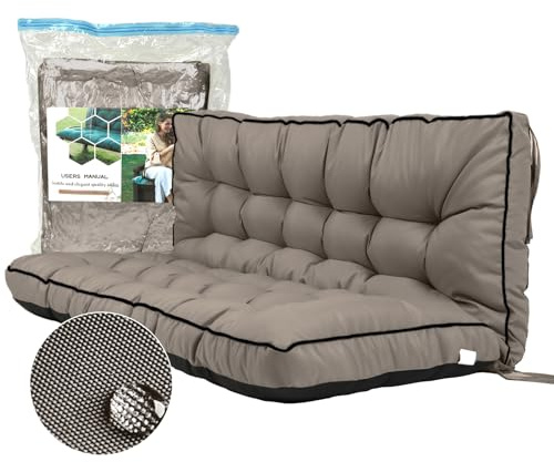 Sauqzoh Replacement Cushions for Swing, Swing Cushions 3 Seater Replacement, Waterproof Thicken Washable Cushion for Outdoor Indoor Furniture Swing Patio (Khaki, 40x55 inch)
