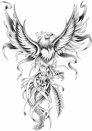 4 St Phoenix Herbal Tattoo Stickers Semi-Permanenta Juice Stor Blomma Arm Reflekterande Och Vattentät