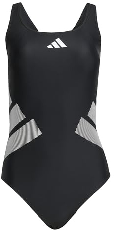 adidas Mujer Logo C-Back Swimsuit Swimwear, Black/White, 44