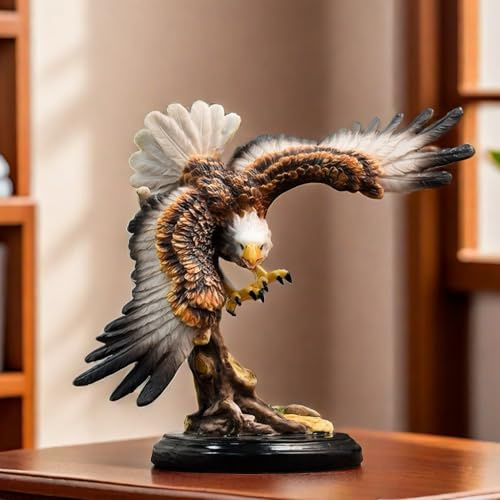 DESHINTKE Statue aus künstlichem Adler, Kunstharz, Bunte Adler-Skulptur, Moderne Dekoration für Zuhause und Büro (Simulation)