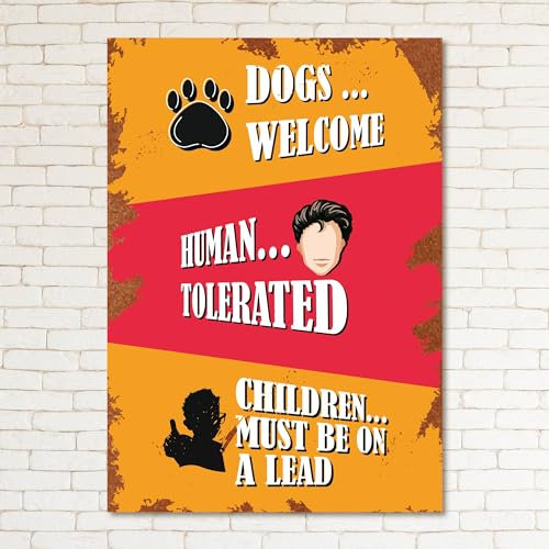DOGS WELCOME Retro Metal Sign Man Cave Bar Pub Plaque Party Vintage Gift