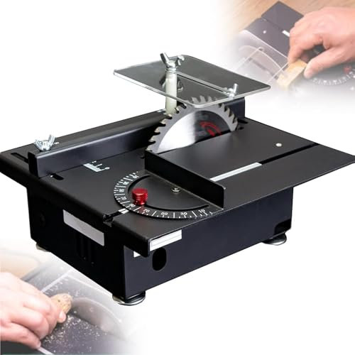Precision Small Table Saw, with Angled Push Ruler, 1000-10000R/Min Compact Mini Table Saw, 7-Speed Regulation, Cutting Depth 40mm, For Wood Metal Plastic Cutting