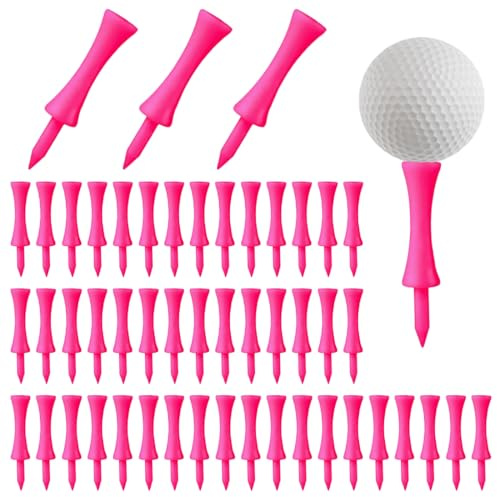 CATOR 50 Pièces Tee de Golf en Bois, 72mm Long Tees Golf, Tee Golf en Bambou, Tees de Golf Biodégradables Blanc pour Driver Golf Tapis Golf, flightpath golf tees