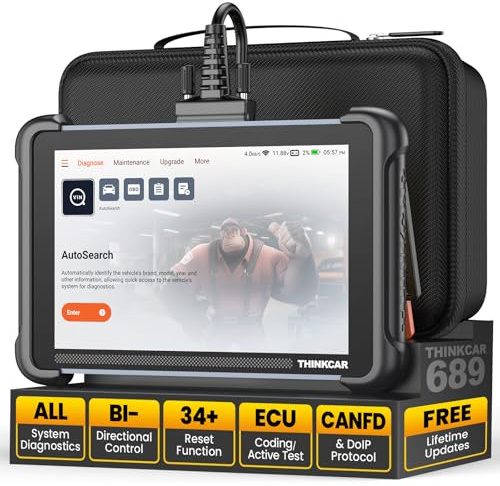 THINKCAR OBD2 Scanner Diagnostic Tool Lifetime Free, ThinkScan 689 Car Scan Tool with 34 Reset Function,Scanner for Car with 3000+ Active Test,Advanced ECU Coding BI-Directional,Autoauth for FCA SGW