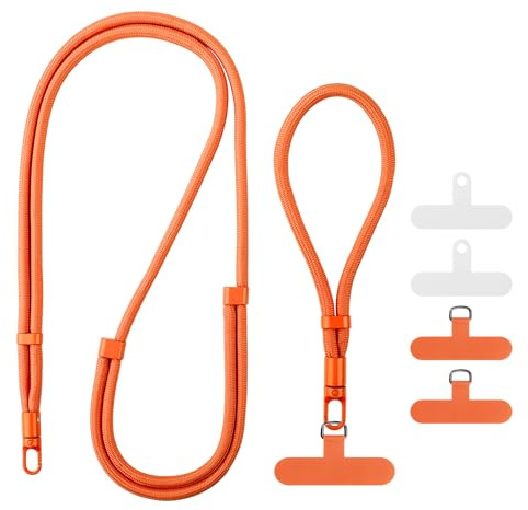 tookala Collana per cellulare universale, lunga e corta, con 4 toppe universali, combinabile con tutte le custodie, regolabile e rimovibile