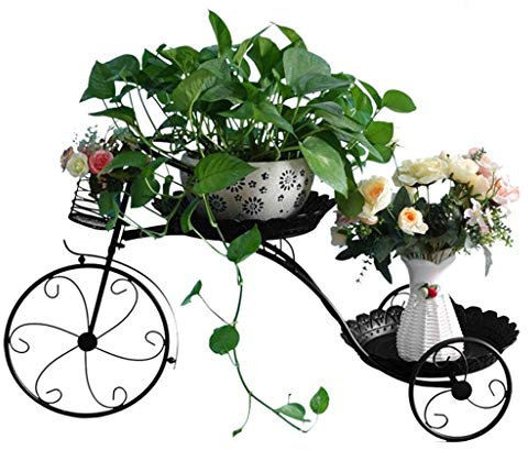 ZHANGshouf Portafiori in Ferro battuto, in Metallo, per Biciclette, pastorali, per vasi di Piante, portaoggetti da Giardino, per Interni, Soggiorno, Balcone, Decorazione (Colore: Nero)