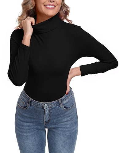 IWOLLENCE Turtleneck Women Thermal Tops Polo Neck Jumpers Long Sleeve | Thermal Base Layer Top Ladies Thermal Vests
