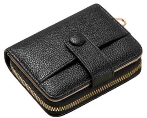 Aurafly Geldbörse Damen, Geldbeutel mit Großes Zipper Münzfach und Mehreren Fächern, Mini Portemonnaie aus Weichem PU-Leder, Trifold Leder Kleines Portmonee für Frauen