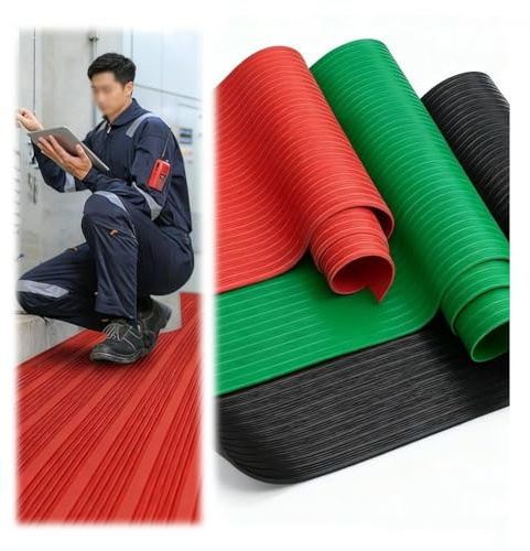 Heavy Duty Insulated Rubber Mat 3mm Thick for High Voltage Protection - Cuttable Electrical Flooring for Switchboards, Substations & Distribution Rooms (1x5m, Red)