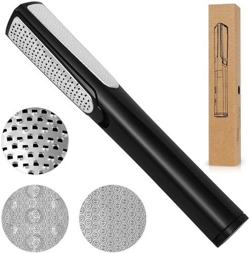 Foot File Callus Remover with Dead Skin Catcher Professional 3 Sided Stainless Steel Pedicure Tools for Feet Hard Skin Foot Scraper for Cracked Heel Treatment Wet and Dry Use (Black)