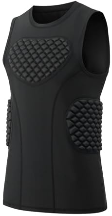 Topeter Baseball Chest Protector, Football Padded Compression Shirt w/ Heart Sternum Rib Guard for Softball, Rugby