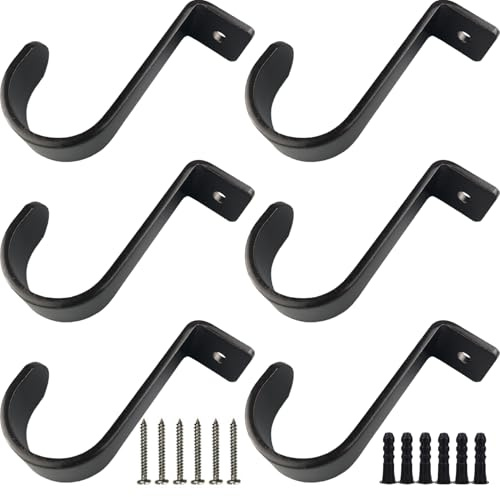Barra de cortina para montaje en techo, 6 soportes para barra de cortina de techo, soporte de hierro, soporte negro de fácil instalación, para el hogar, dormitorio, sala de estar, soportes