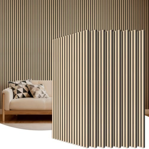 TONOR Panneau Mural Decoratif de Bois,120x60-5.76㎡, 8 Pièces, Chêne | Tasseau Bois Panneaux Acoustique, Claustra Intérieur Mdf, Decoration Murale pour Chambre, Salon, Gaming, Bureau, Studio