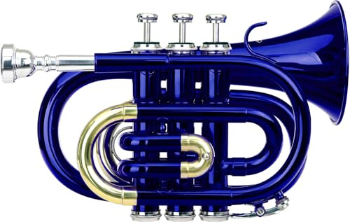 Classic Cantabile Brass TT-400 Bb-Taschentrompete (Messing, Schallbecher Durchmesser: 93 mm, Bohrung: 11,8 mm, Stimmung: Bb, inkl. Leichtkoffer, Mundstück, Putztuch, Handschuhe) blau