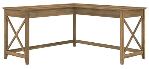 Bush Home Key West 60W Modern Farmhouse L Shaped Desk in Reclaimed Pine, 60-Inch Corner Computer Table for Home Office Workspace