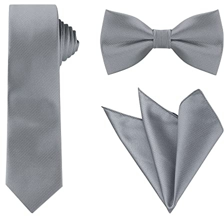 Allegra K Juego De Corbatas Para Hombre Corbata De Moño Corbata De Moño Cuadrado De Bolsillo Color Sólido Para Bodas Negocios Gris Oscuro Talla única