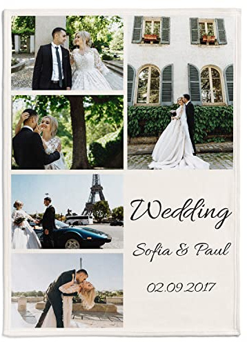 Personalisedog Personalisierte Fotodecke Decke mit Eigenem Foto & Text | Super Weiche Fleecedecke Minky-Decke mit Fotocollage (5 Foto)