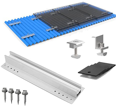 Solarmodul Halterung, Solarpanel Alu Befestigungssystem Trapezblech Photovoltaik Befestigungsschiene, Profil Verbinder für Solar Photovoltaik PV, Befestigungs-Set 4 x Solarmodul 30 35mm Dicke