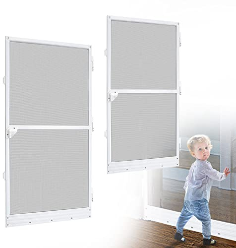 TRMLBE Mosquitera para puerta con marco de aluminio, 95 x 210 cm, mosquitera para puerta, puerta magnética, ventilación