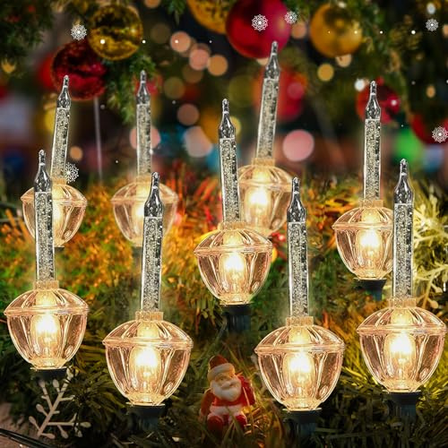 Julbubbel ljuskedja, 2,7 m vintage silver ljusslinga, 10 st flerfärgade bubbellampor (1 reservlampa), kandelaberbas C7/E12, UL-godkänd för belysning