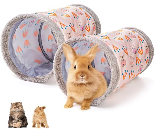 ZENFUN 2 tunnel per conigli, porcellini d'India, per animali domestici, nascondigli, criceti, piccoli animali, accessori per conigli nani, gattini