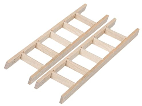 MERRYHAPY 2pcs Miniature Wooden Ladders for Diy Craft Mini House Landscape Decor, Small Wood Ladder Accessories for Fairy Garden Decoration