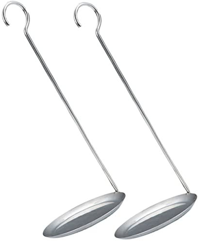 PHENOFICE 2stücke Teiliges Edelstahl Bratlöffel Mit Langem Metallgriff Antihaftbeschichtet Leicht Und Hitzebeständig Für Frittierte Snacks Und Shrimp Cakes Praktisches Küchenutensil Für Sich
