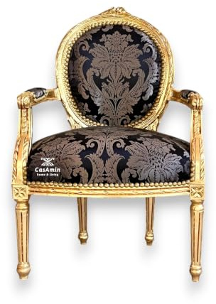 CasAmin Home & Living Accent Poltrona in stile barocco francese, sedia Lodge, fiore estivo, rosa, per arredamento di interni