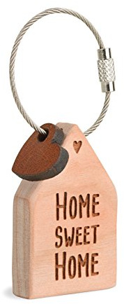 Waldfabrik Black Forest Schlüsselanhänger Haus aus Kirschholz mit Lasergravur, ideal als Geschenkidee, Spruch wählbar (Home Sweet Home)