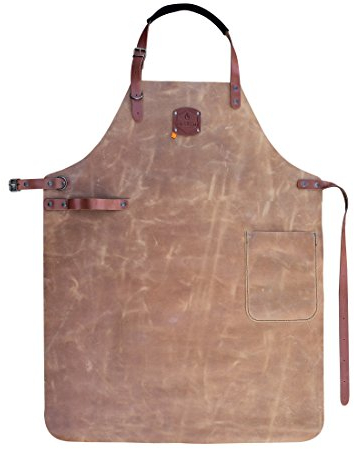 McBrikett Leder Grillschürze XL, 100% Echtleder, Größe XL (89x70cm), Grill & BBQ Schürze