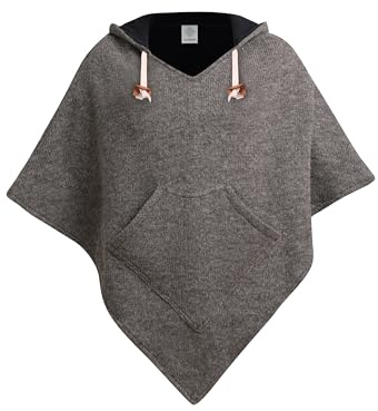 virblatt - poncho mujer | lana | capa mujer chaqetas para mujer sudadera hippie ropa cardigan ponchos y capas - Abajo_Wool_gray S-M