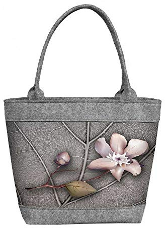 LA FIORE 24 Filz Shopper Henkeltasche Filztasche Einkaufstaschen Magnolie mittelgroß waschbar