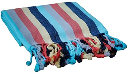 Arconiz, Türkisches Strandtuch (Streifen), bunt, 100 % langstapelige Baumwolle, weich, saugfähig, schnell trocknend, sandfrei, vorgewaschen, Handtücher für Strand, Pool, Reisen, Größe 94 x 178 cm
