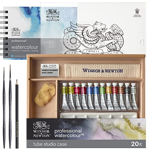 Winsor & Newton 0190815 professionell akvarellfärg, levande vattenfärger i konstnärskvalitet, hög färgglans och ljusäkta, arkivkvalitet – reseset 12 färger i 5 ml tuber