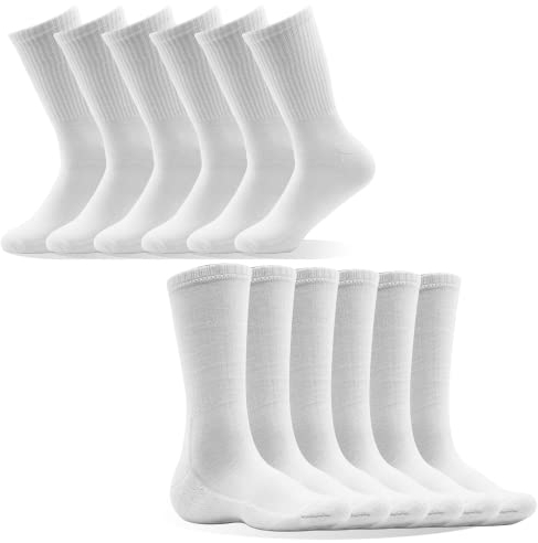 EMA MEGA GROUP Chaussettes de Tennis, pour Homme et Femme, pure et classique, Lot de 6 paires, Respirantes et Renforcées, Chausettes Sport et Quotidien, Blanches, Noires