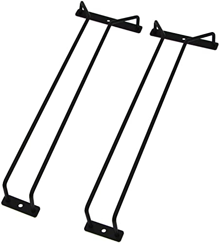 RedDreamer 14-Inch Black Wine Glass Rack, Under Cabinet Wine Glass Holder Stainless Steel Chrome Finish Stemware Rack - Hanging Stemware Holder for Cabinet Kitchen Bar, Set of 2