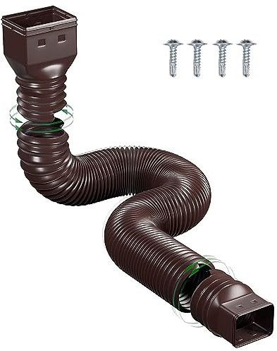ciciglow Alargador para bajante, extensión flexible para canalón, conector para canalón, tubo de drenaje de agua de lluvia, extensiones de drenaje para boquilla de 20 pulgadas a 59 pulgadas (marrón)