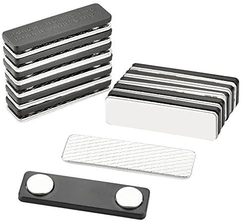 FLOTRUTE 12 Set Placas de Identificación Imanes Placa Metalica de Identificacion Badges Magnétiques Soportes Magnético con Imán de 2 Puntos con Cinta Adhesiva para Nombre Identificaciones
