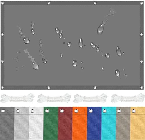 Toldo Vela de Sombra Rectangular 4 x 4 m 98% de Protección UV, 185GSM Densidad Toldo Resistente e Lmpermeable con Ojales para Exteriores, Pergola, Jardín,Terrazas, Gris Oscuro