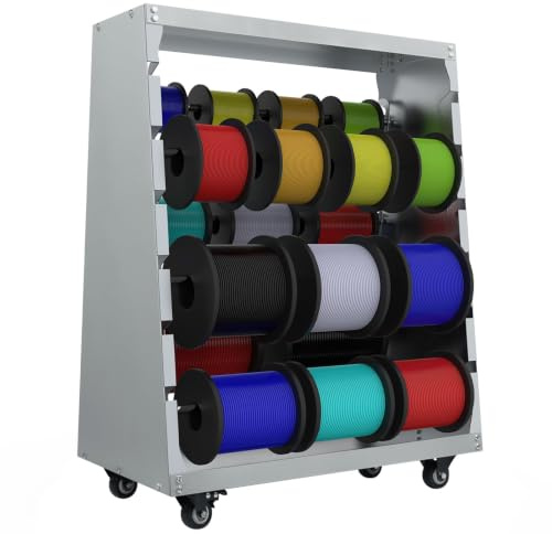 DFENG Wire Spool Rack with Wheel,6 Rods Ribbon Rack | Thread Holder Cold-Rolled Steel Cable Storage Holder for Electrical Industrial Retail Use 300lbs Capacity（A)