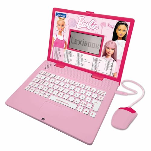Lexibook, Barbie, Educational and Bilingual Laptop in English/German, Toy for children with 124 activities to learn, play games and music, Pink, JC598BBi3