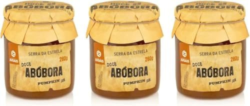 Confiture de potiron - Lot de 3 pots de 280g - Saveur naturelle et délicieuse - Idéale pour les desserts et les petits déjeuners - Sans Colorant ni Conservateur - Produit gourmet portugaise