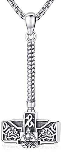 Friggem Thor Hammer Herren Halskette 925 Sterling Silber Wikinger Mjolnir Anhänger Wikinger Kette Amulett Schmuck Geschenke für Herren Damen