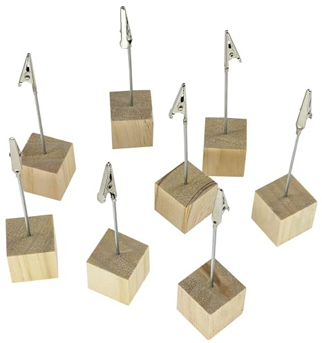 Krokodil-Klemmen mit Holzsockel, Krokodil-Memo-Clips für Bastelarbeiten, Fotokarten (3 cm), 16 Stück